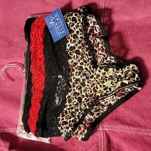 3 Pack Simply Styled Small Lace Midi Panties Leopard Red Black New